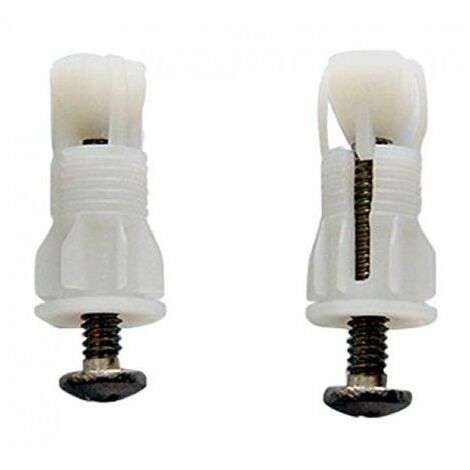 2 Fijaciones para Asiento de Inodoro Tornillo 6x75 mm Cabeza Ovalada +  Tuerca + Deslizador Metálico