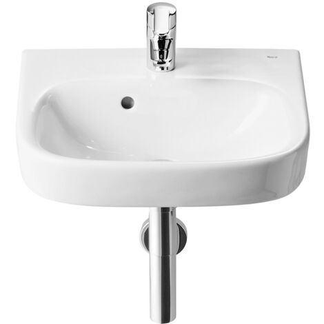Roca – Lave-mains suspendu 400x320 mm – Vasque carrée en porcelaine blanche – Installation murale – Idéal pour petits espaces