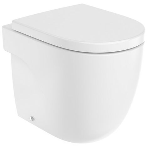 ROCA MERIDIAN Adosado a pared- Inodoro completo incluye taza, cisterna y tapa con asiento Supralit®: -Taza para tanque alto rimless 52cm+caida libre