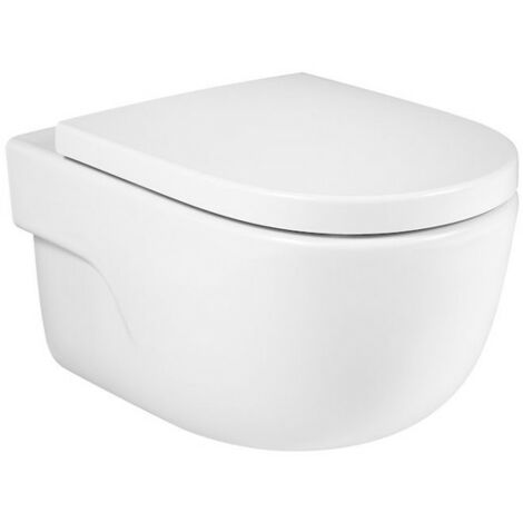 ROCA MERIDIAN - Inodoro suspendido con salida horizontal fijaciones ocultas (incluye taza Rimless y tapa amortiguada de Supralit®)