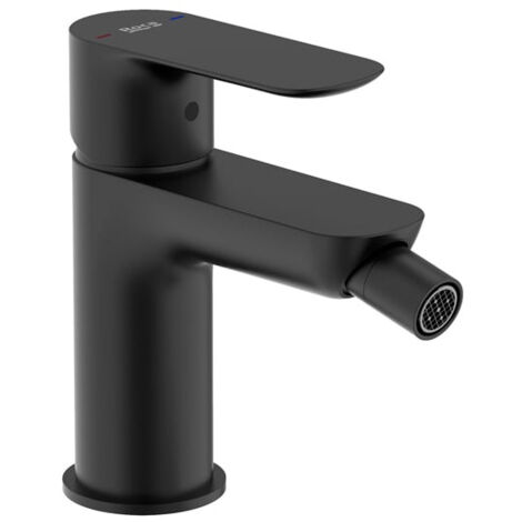 ROCA Mitigeur bidet CALA, ouverture eau froide (économie d'eau) avec vidage, Noir mat
