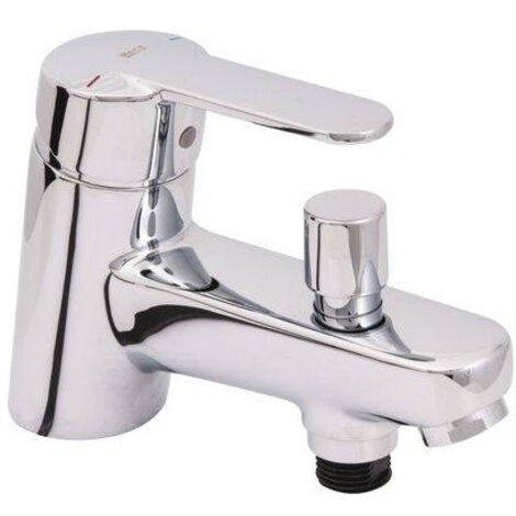 Roca – Mitigeur de baignoire monotrou – Finition métal chromé – Inverseur automatique – Clapet anti-retour – Système limiteur de débit