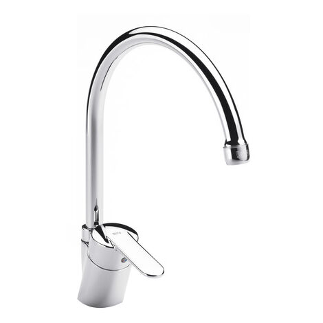 Roca – Mitigeur évier bec haut – Hauteur élevée – Finition chrome – Design moderne pour cuisine contemporaine – Usage professionnel