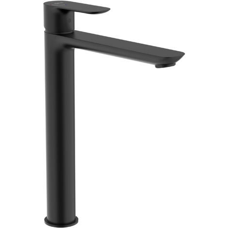 ROCA Mitigeur lavabo CALA taille XL, ouverture eau froide (économie d'eau) sans vidage - Noir mat