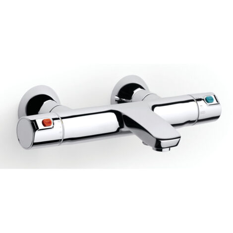 Roca – Mitigeur thermostatique de baignoire mural – Finition chromée résistante aux rayures – Entraxe 150 mm – Technologie SafeTouch - A5A1E18C0F