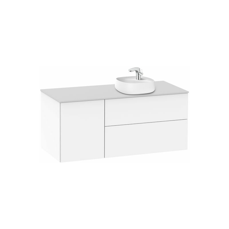 

Roca - Mueble 1200 para lavabo 455 derecha Beyond de sobre encimera en acabado Blanco brillo