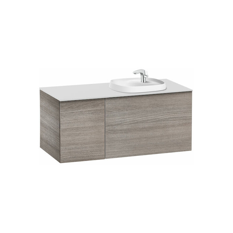 

Roca - Mueble 1200 para lavabo 455 derecha Beyond de sobre encimera en acabado roble city texturizado