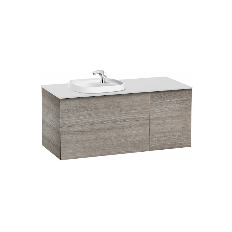 

Roca - Mueble 1200 para lavabo 455 izquierda Beyond de sobre encimera en acabado roble city texturizado