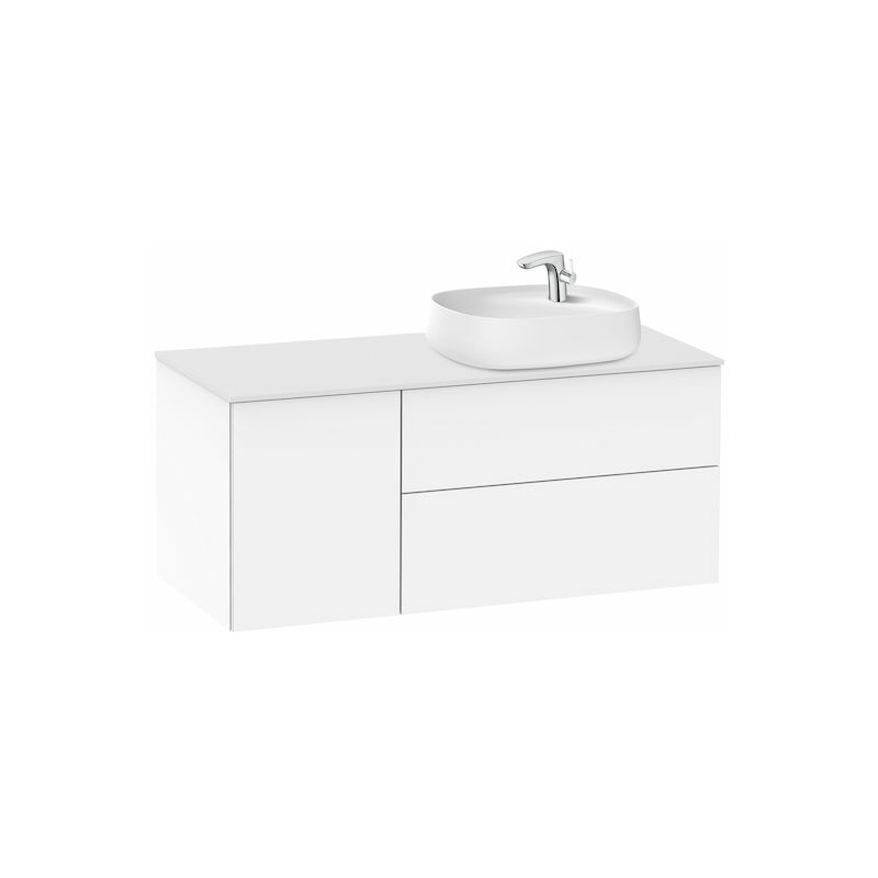 

Roca - Mueble 1200 para lavabo 585 derecha Beyond de sobre encimera en acabado Blanco brillo