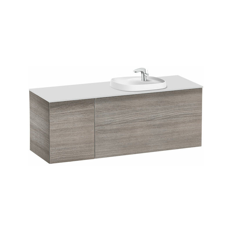 

Roca - Mueble 1400 para lavabo 585 derecha Beyond de sobre encimera en acabado roble city texturizado