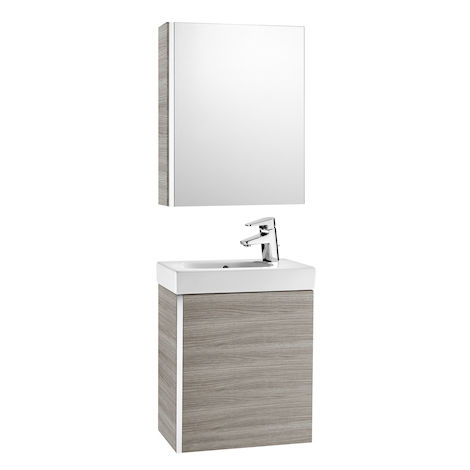 ROCA Mueble de baño (mueble, lavabo y armario espejo) - 45 cm Serie Mini , Color Arena texturizado
