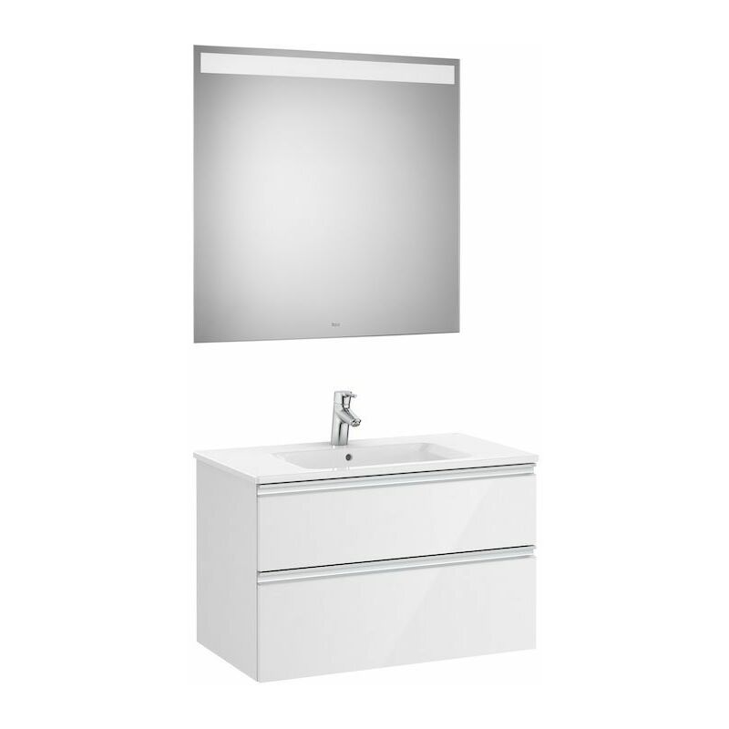 

ROCA Mueble de baño (mueble, lavabo y espejo Led) 80,5 cm - Color Blanco Brillo