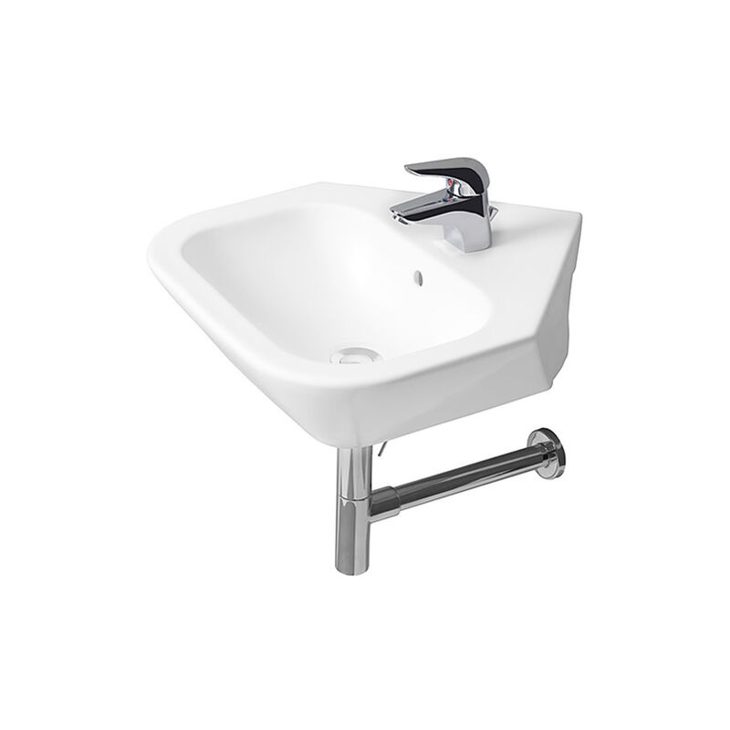 Roca Nexo Corner Wall Hung Basin 500mm Wide 1 Tap Hole White