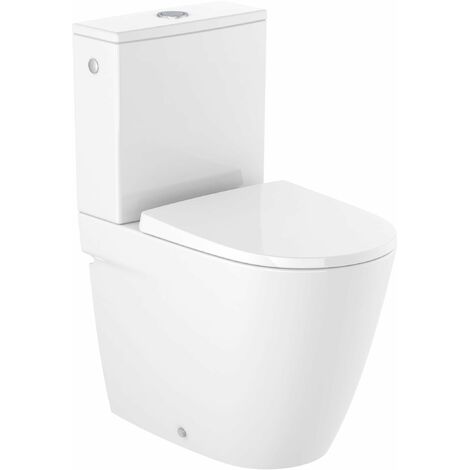 ROCA ONA Inodoro Rimless Completo Compacto - Alimentación Inferior - Asiento: Caida Normal - ref: A342688000+A341681000+A801E20001