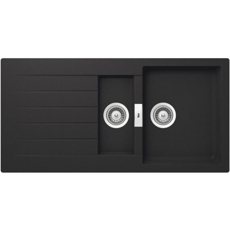 Quarzex® Evier réversible 2 cuves Roca Couleur : Noir