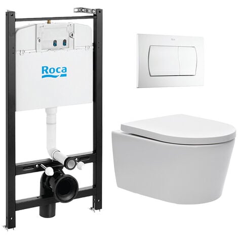 Roca Pack Bâti-support Roca Active + WC SAT sans bride et fixations invisibles + plaque blanche (RocaActiveSATrimless-1)