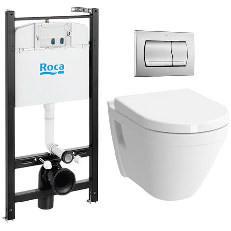 Roca Pack Bâti-support Roca Active + WC suspendu Vitra + Abattant soft close + plaque chrome (RocaActiveS50softclose-2)