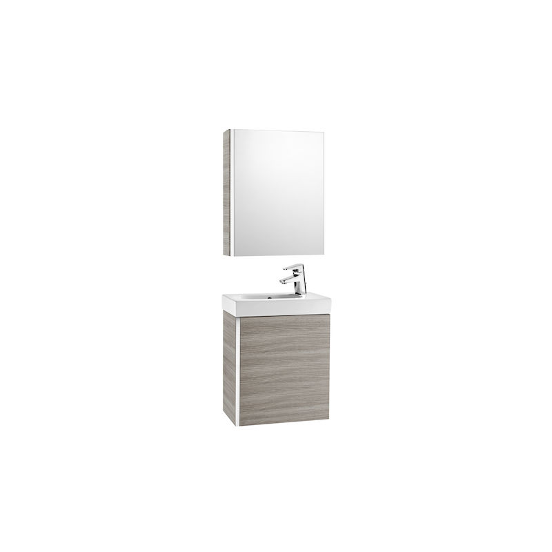 ROCA Mueble de baño mueble, lavabo y armario espejo - 45 cm Serie Mini , Color Arena texturizado