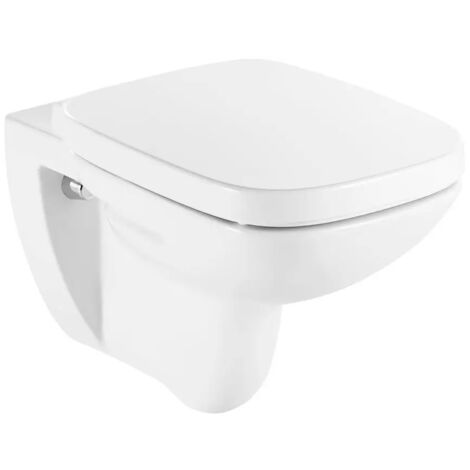 ROCA Pack Cuvette WC suspendu DEBBA SQUARE sans bride, abattant frein chute - Blanc