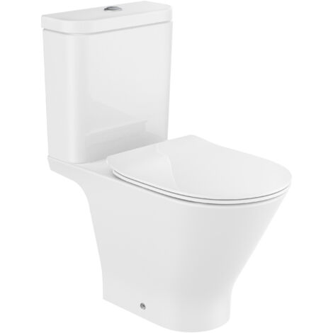 Roca – Pack WC The Gap Round – Cuvette au sol sans bride – Dimensions 370x655x790 mm – Chasse directe – Pour usage professionnel