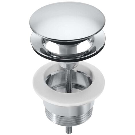 Roca – Siphon universel clic-clac Ø65 – Bouchon automatique chromé – Trop-plein intégré – Drain pour lavabo et bidet