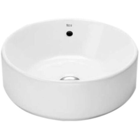 Roca The Gap - Lavabo da appoggio, diametro 39 cm, con troppopieno, senza foro per miscelatore, bianco A3270MJ000