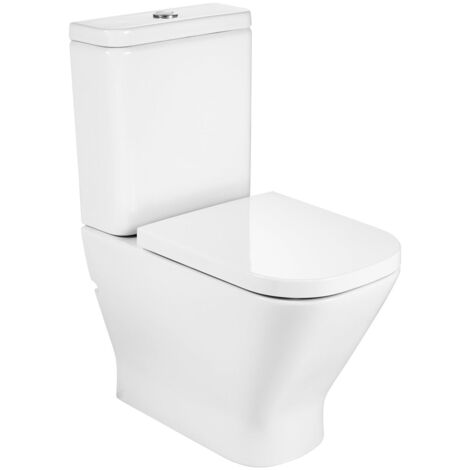 ROCA THE GAP SQUARE Inodoro Rimless Completo Compacto - Alimentación Lateral - Asiento: Caida Normal - ref: A34273A000+A341471000+A80173000B