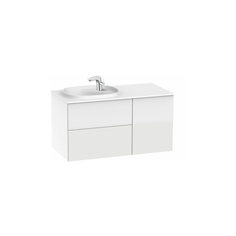 

Roca - Unik 1000 Beyond Conjunto mueble de 2 cajones y lavabo Surfex en acabado blanco brillo