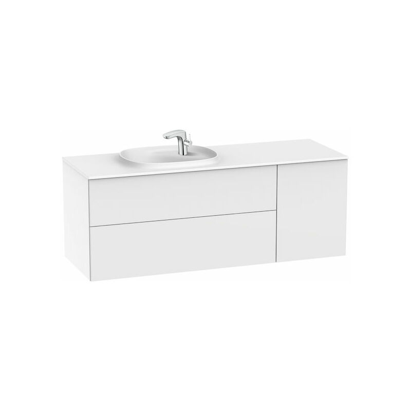 

Roca - Unik 1400 Beyond Conjunto mueble de 2 cajones y lavabo Surfex en acabado blanco brillo