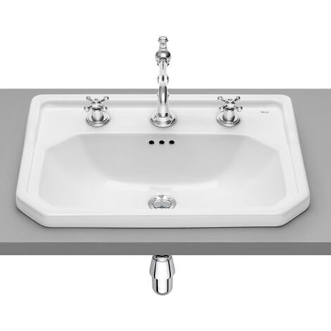 Roca – Vasque à encastrer 600x450mm blanc brillant – 3 trous robinetterie – Porcelaine – Cuve centrée – 3270A5003 - A3270A5003