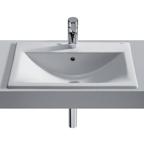 Roca – Vasque à encastrer carrée 550x425 mm en porcelaine – Installation sur comptoir – Finition blanche – Garantie 2 ans