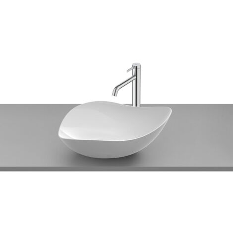 Roca – Vasque à poser ovale 540x375mm A327A13000 – Fineceramic blanc brillant – Installation sur comptoir – Sans trous de robinetterie
