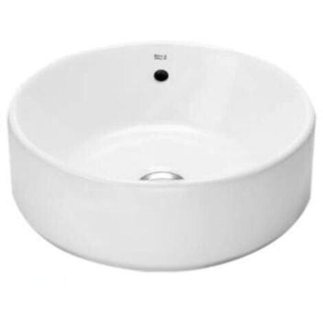 Roca – Vasque à poser ronde 390 mm – Céramique sanitaire blanche – Trop-plein – Sans trou robinetterie – A3270MJ000
