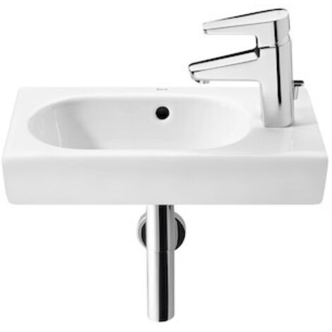 Roca – Vasque suspendue carrée en porcelaine 450x250 mm – Installation murale – Lavabo compact pour petites salles de bains – Kit de fixation inclus