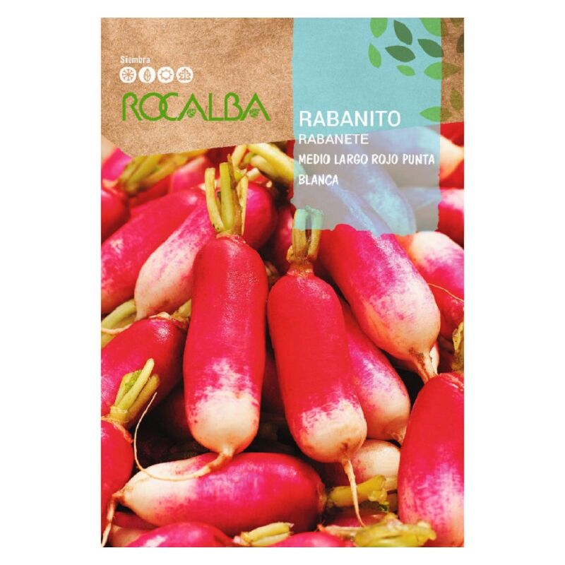 Seeds Rabanito 1/2 rouge long p.blanca 25 gr, Pack 5x - Rocalba