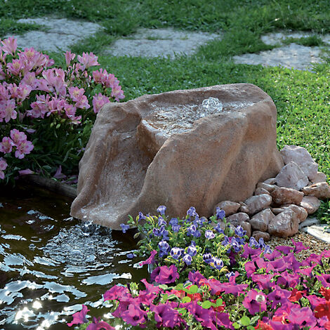 Roccia Artificiale con Sorgente 65x50x30 cm per Laghetti da Giardino in Vetroresina