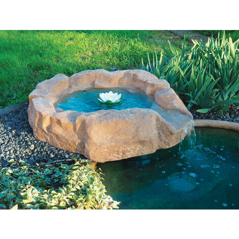 Roccia Artificiale con Sorgente 75x90x20 cm per Laghetti da Giardino in Vetroresina