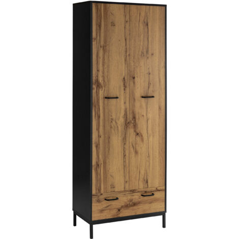 Rocco-Armoire à 4 portes en chêne noir et woten