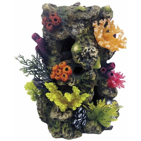 Roche avec Coraux 14.5x14x18.5 cm décoration d'aquarium
