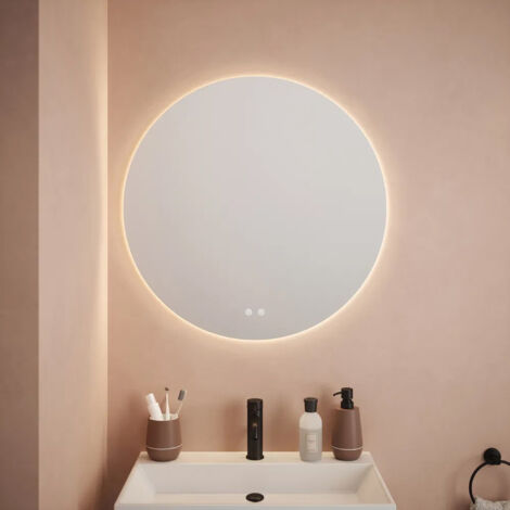 Rochelle Tunable LED Frameless Mirror - 800 x 800 x 30mm IP44 Rated Diffused Border Touch Sensor Dimmable Demister Tunable White