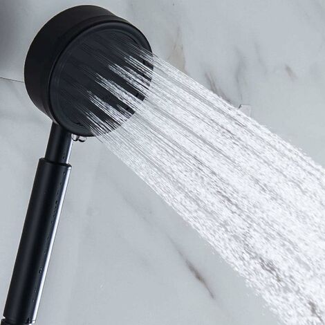 Rociador con Manguera y Teleducha de 80mm de Diámetro con Manguera de Ducha de 1.5m Acero Inoxidable Ahorro de Agua y Teleducha de Alta Presión Negro