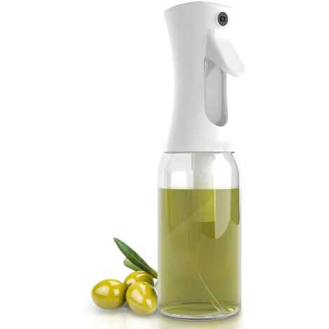 Rociador de aceite de cocina de primera calidad y freidora de aire, 300 ml, rociador de cocina antigoteo, dispensador de aceite de cinta de vidrio, accesorios de freidora gratis (blanco)