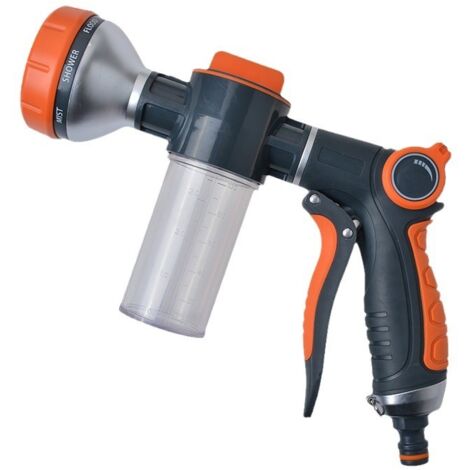 Rociador de agua multifunción de alta presión con 8 modos, para riego de jardines, espumado, equipos de riego y suministros de jardinería (gatillo frontal)