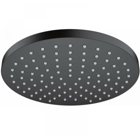 Rociador de ducha fijo diámetro 25 cm bola giratoria para chorro lluvia instalación fija ABS negro mate redondo