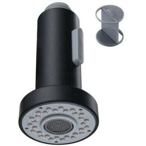 Rociador extraíble negro para fregadero con botón de parada, cepillado, de 2 chorros, para grifo de cocina