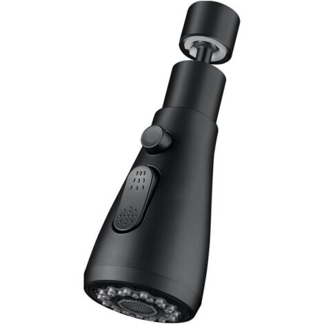 Rociador extraíble para grifo de cocina con 3 modos, cabezal rociador G1/2 para fregadero, repuesto para fregadero de baño, color negro.