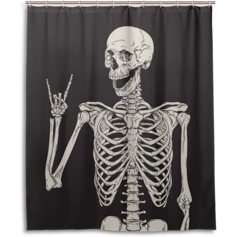 Rock and Roll Totenkopf-Skelett-Knochen-Liebesmusik-Duschvorhang