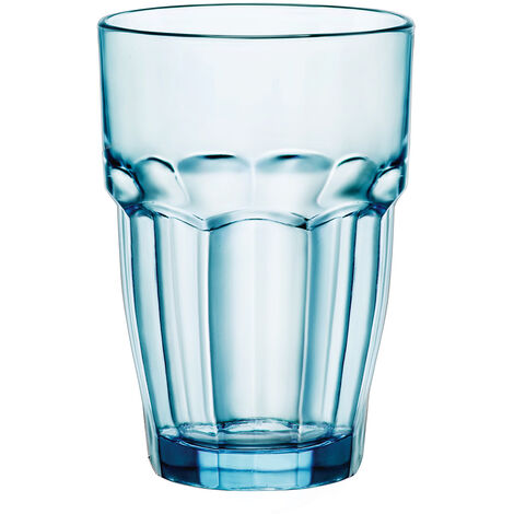 Bormioli Rocco Verres à Eau Diamond 30.5cl - Lot De 6, Bleu Océan - Verre Coloré Lave-Vaisselle
