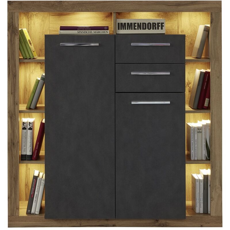 Calicosy - Buffet haut 2 portes, 2 tiroirs et 8 niches L121 cm - gwendolyn