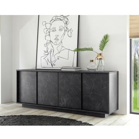 Rock Sideboard 4 Türen mit schwarzem Marmoreffekt L180x43xh. 79cm